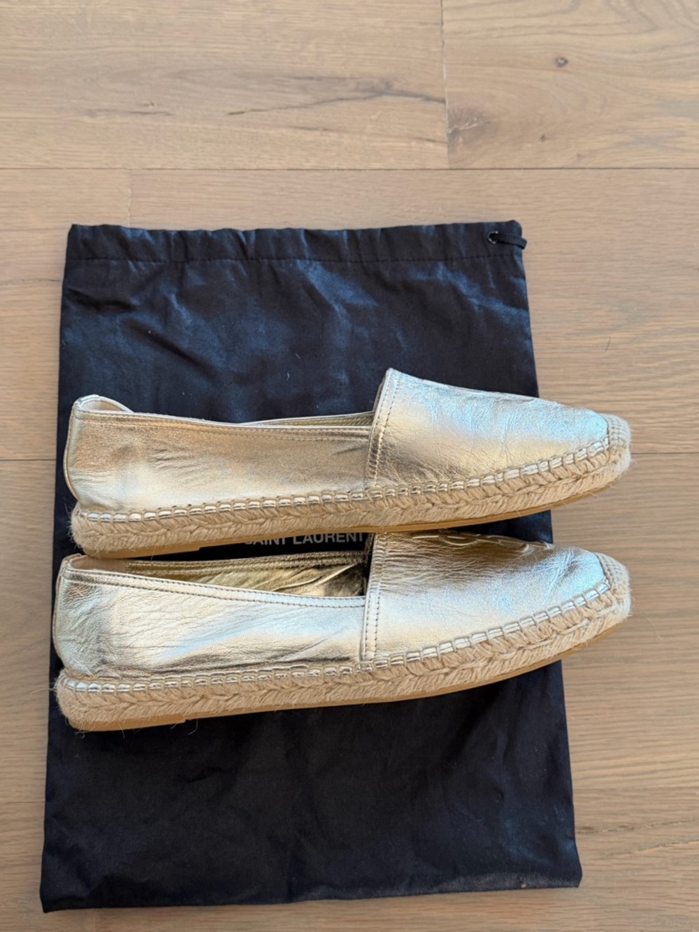 Saint Laurent Logo Metallic Gold Espadrille. Like new! Size 9 39EU - Picture 6 of 8